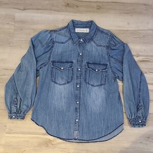 Free People Denim Button-Up Shirt